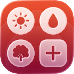 Pips iOS icon, a white stylized calculator on a red background.