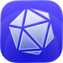 Spindown iOS icon, a white D 20 dice on a purple background.